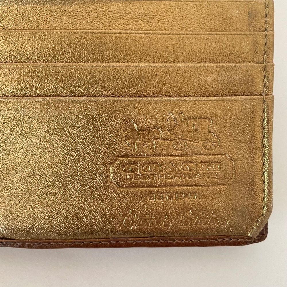 Coach Patchwork Gold Canvas/Leather Logo Turnlock Long Wallet - Picture 5 of 15